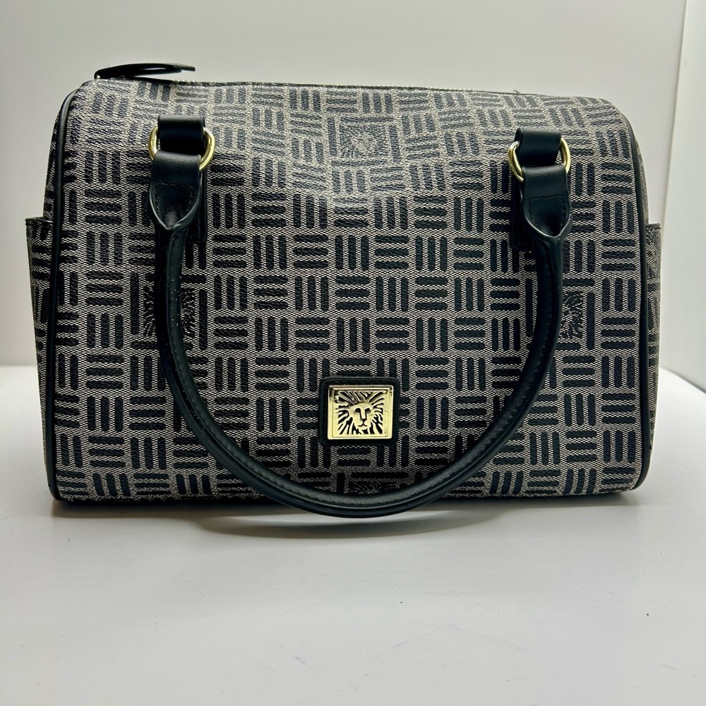 Anne Klein Boho Tribal Print Black and Gray Satchel Bag